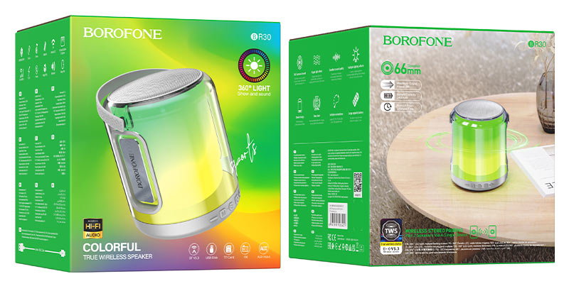 borofone br30 auspicious colorful bt speaker packaging grey