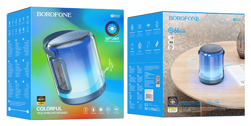 borofone br30 auspicious colorful bt speaker packaging navy blue