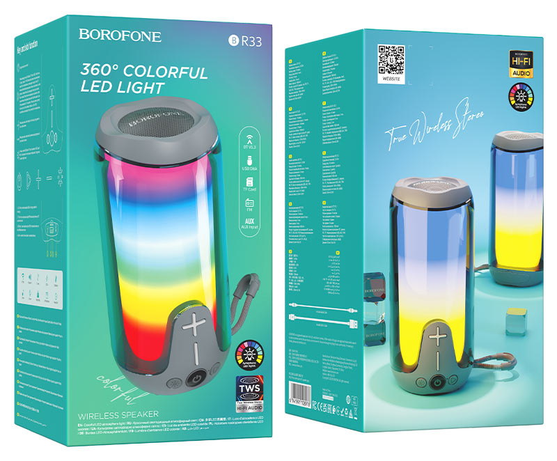 borofone br33 pulse color bt speaker packaging grey