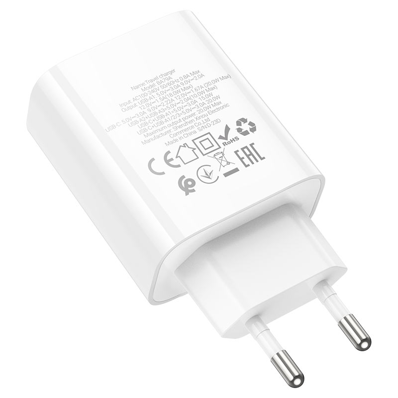 borofone ba79a clever 4ports 1c3a pd20w wall charger eu plug