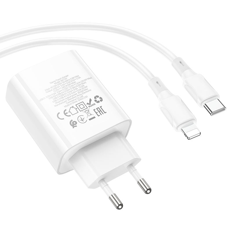 borofone ba79a clever 4ports 1c3a pd20w wall charger eu set usbc ltn cable