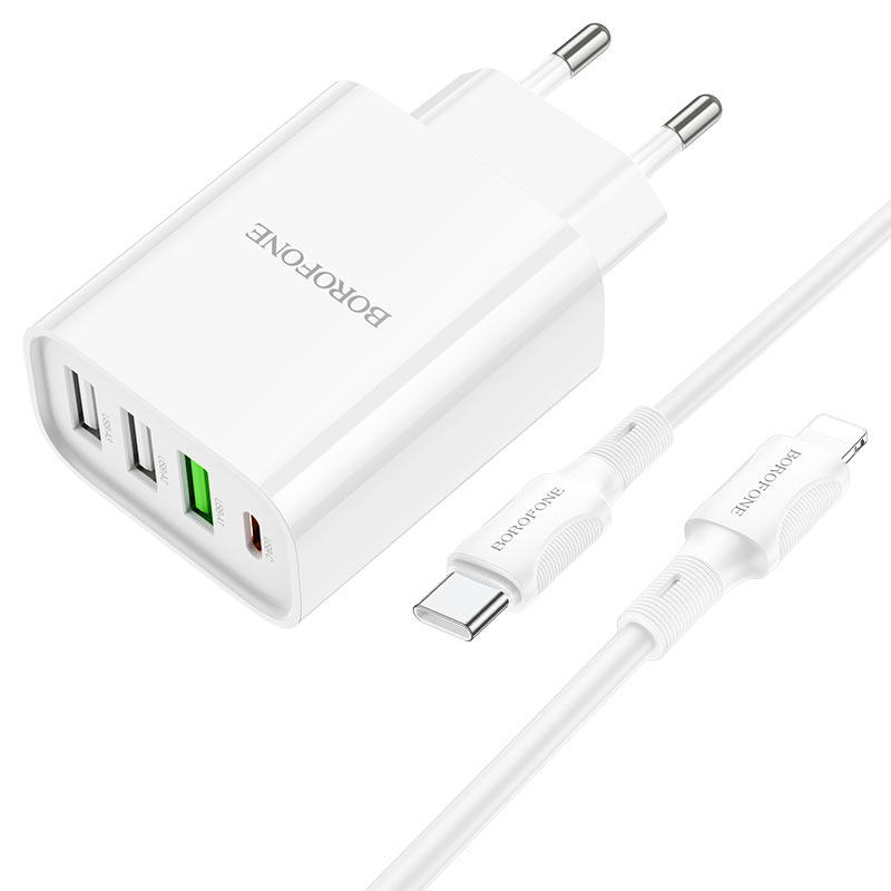 borofone ba79a clever 4ports 1c3a pd20w wall charger eu set usbc ltn output