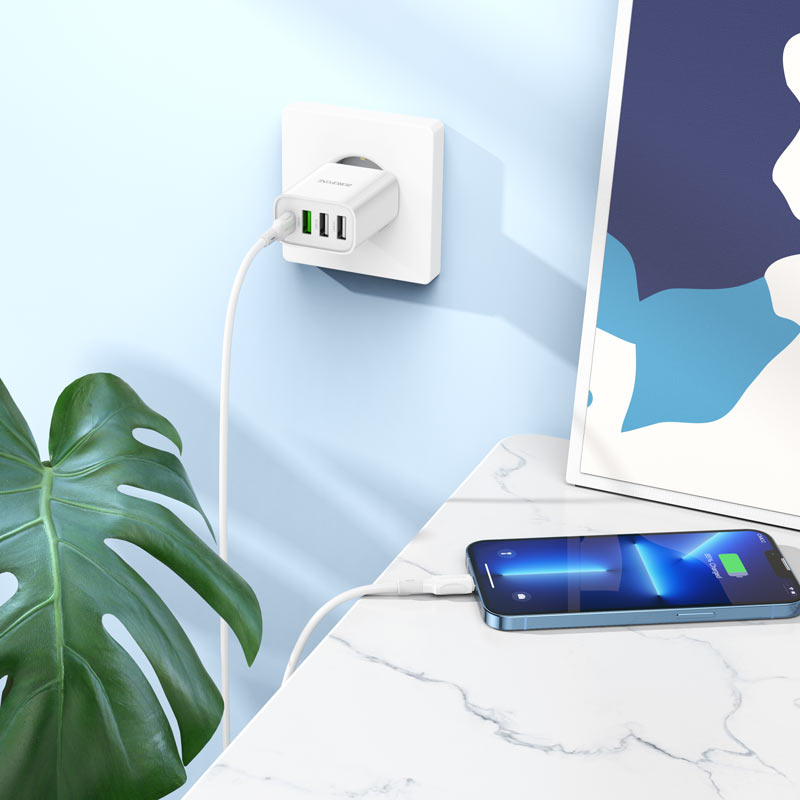 borofone ba79a clever 4ports 1c3a pd20w wall charger eu set usbc ltn overview