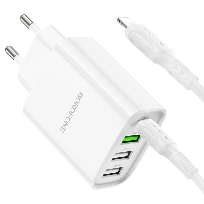 borofone ba79a clever 4ports 1c3a pd20w wall charger eu set usbc ltn ports