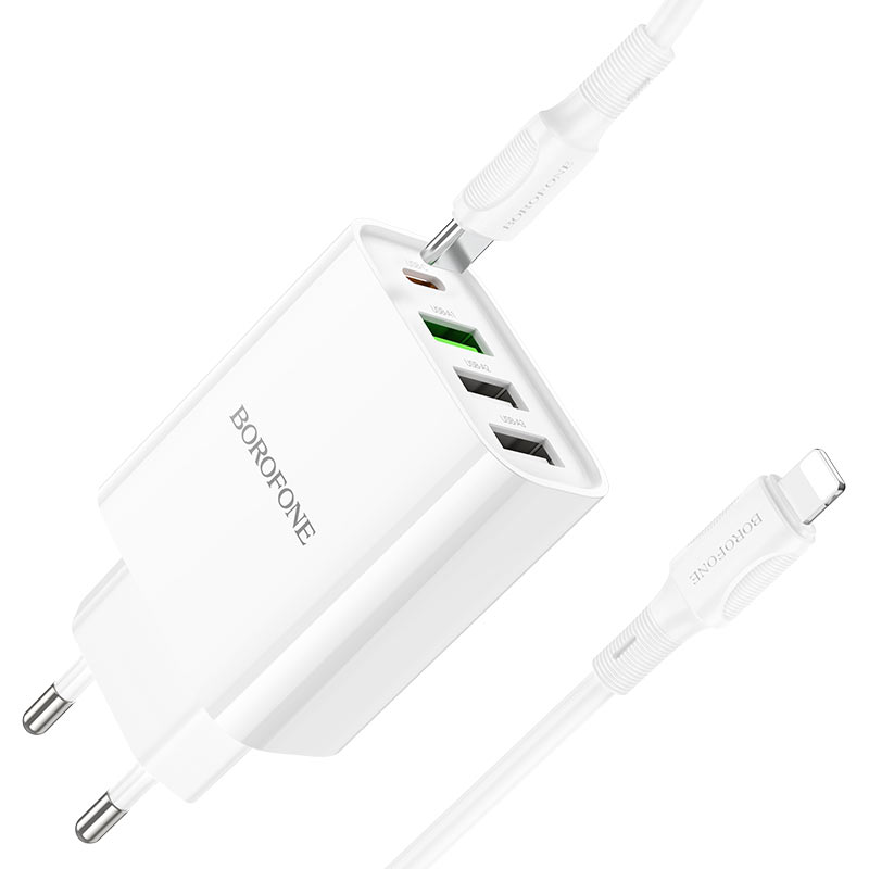 borofone ba79a clever 4ports 1c3a pd20w wall charger eu set usbc ltn