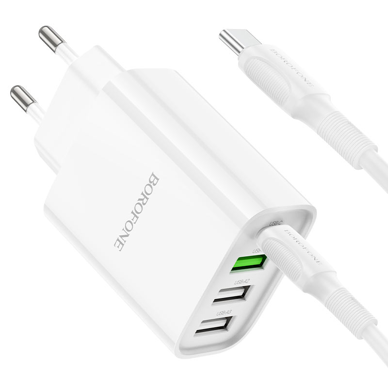 borofone ba79a clever 4ports 1c3a pd20w wall charger eu set usbc usbc kit
