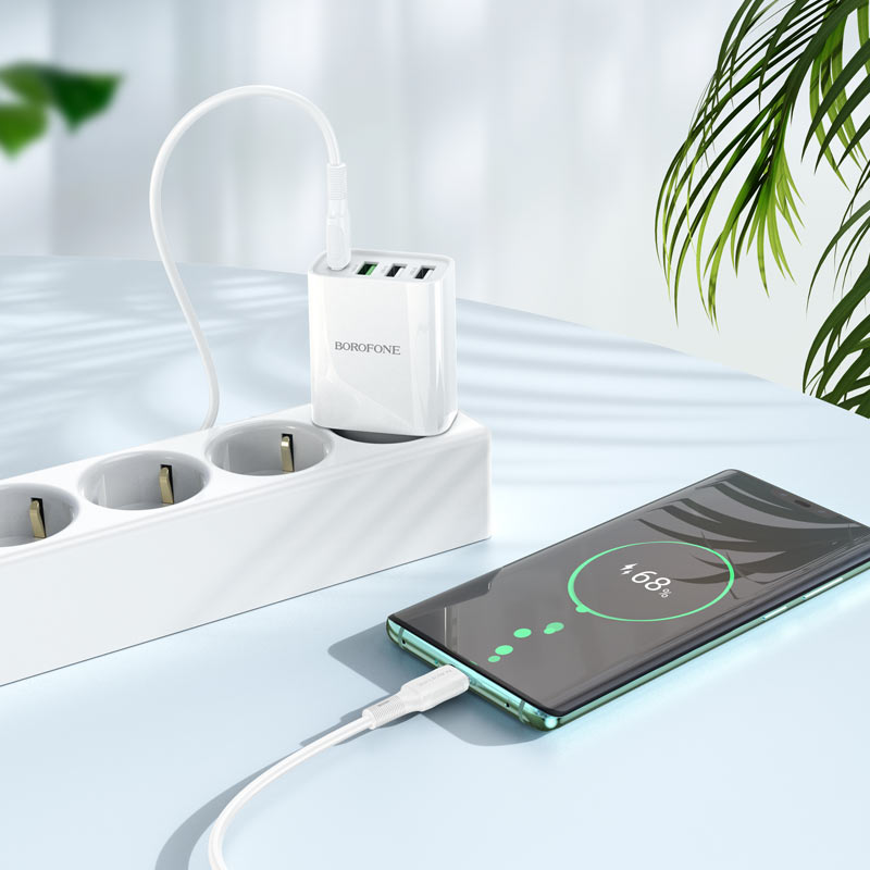 borofone ba79a clever 4ports 1c3a pd20w wall charger eu set usbc usbc view