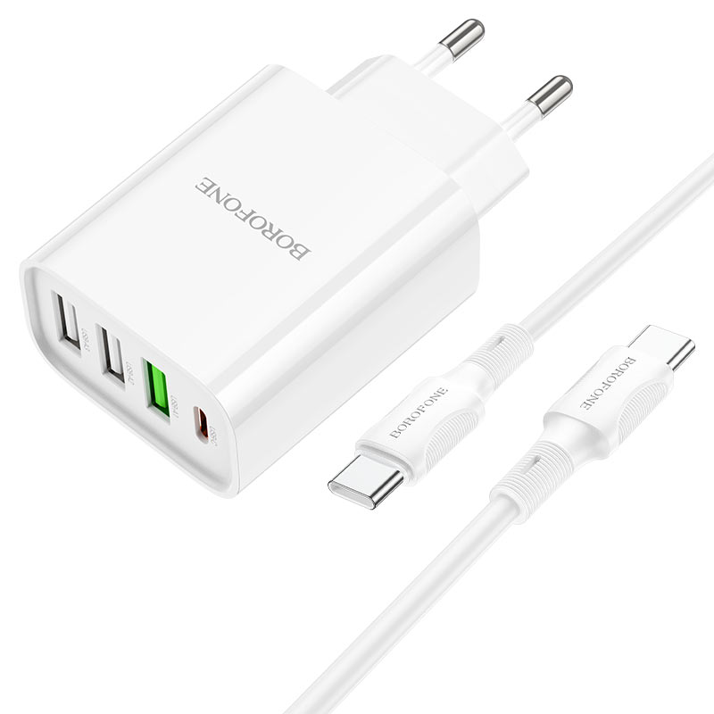 borofone ba79a clever 4ports 1c3a pd20w wall charger eu set usbc usbc wire