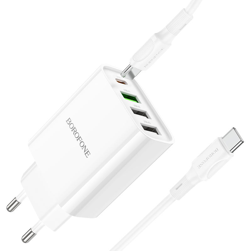 borofone ba79a clever 4ports 1c3a pd20w wall charger eu set usbc usbc