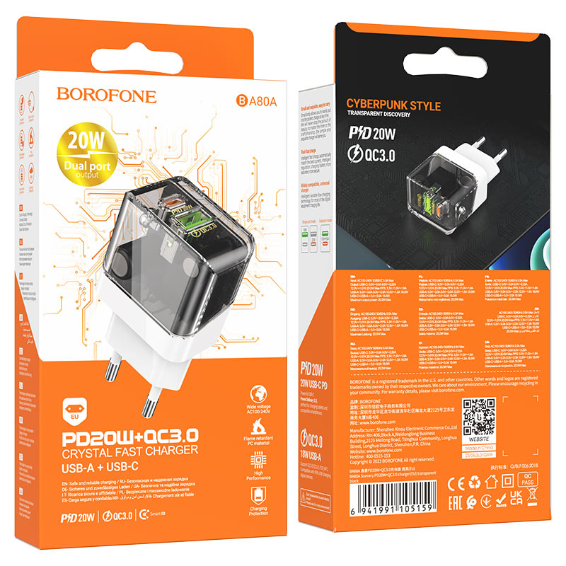 borofone ba80a scenery pd20w qc3 wall charger eu packaging