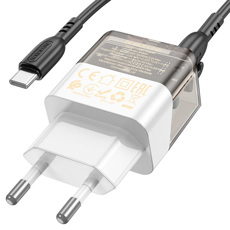 borofone ba80a scenery pd20w qc3 wall charger eu set usbc usbc plug