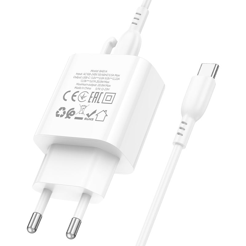 borofone ba81a 1xport pd20w wall charger eu set usbc usbc overview