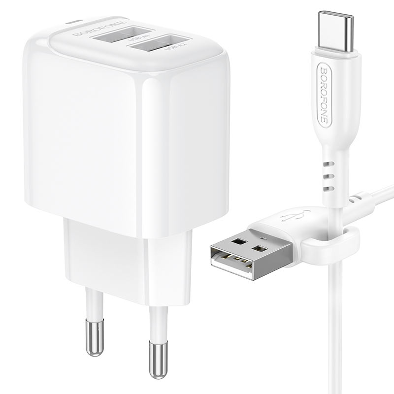 borofone bas41a potential 2xport wall charger eu set usba usbc adapter